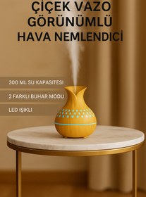 Resim esy teknoloji Çiçek Vazo Tasarımlı Hava Nemlendirici – Aromaterapi Difüzör, 300ml 