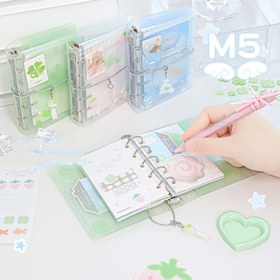 Resim 1 adet RosyPosy Mini Gevşek Yapraklı Defter, Taşınabilir Twill Polipropilen Kapak, Çoklu Kartlı Esnek Düzenli Defter, İngilizce/Japonca/Korece Dil Seçenekleriyle 