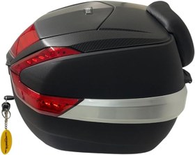 Resim WHEELIE XT68-B 48 Litre Motosiklet Arka Çanta Siyah Su Geçirmez Tak Çıkart Özellikli ABS Top Case Üniversal 