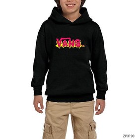 Resim Vans Paint Siyah Çocuk Kapşonlu Sweatshirt - 13-14 Yaş / Siyah 