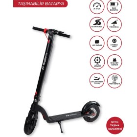 Resim Pirantech X8 Elektrikli Scooter - Max 700 W Çıkartılabilir Batarya Özellikli Scooter 
