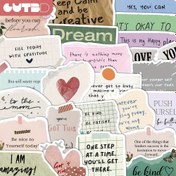 Resim 50 Adet İlham Verici İngilizce Metinli Stickerlar - Kaykaylar, Gitarlar, Not Defterleri ve Masa Dekoru için Motivasyonel İfadelerle Su Geçirmez PVC Çıkartmalar 