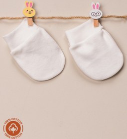 Resim Miniel Unisex Bebek Yenidoğan Penye Organik Pamuklu Bebek Eldiveni 3 Çift Renkli Set 