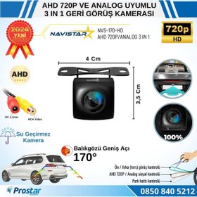 Resim Genel Markalar Balıkgözü AHD 720P ve Analog Çevirilebilir 170 Derece Geniş Açılı Geri Görüş Kamerası 