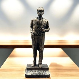 Resim Dekoratif Polyester Atatürk Heykeli 20 Cm Gold Eskitme 