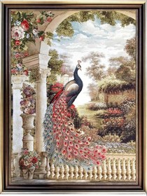 Resim Hayvan Serisi-08 Dokuma Goblen Kumaş-Tavus Kuşu Tek 