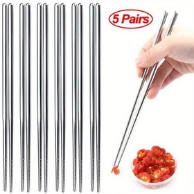 Resim 5 Çift Paslanmaz Çelik Çatal - Kaymaz, Yeniden Kullanılabilir Kore ve Japon Tarzı Yiyecek Çubukları Sushi, Noodle ve Daha Fazlası İçin - Dayanıklı Mutfak Sofrası Seti, Yemek Eşyaları | Şık Metalik Kaplama | Dayanıklı Yapı, Çatal Seti 