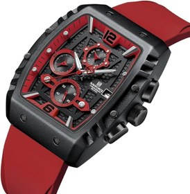 Resim NAVIFORCE Silikon Erkek Analog Spor Kronograf Tarihi Silikon Kayış Kuvars Saat -Nf8025, Kadran Renk_Kırmızı, Bant Rengi-Kırmızı 
