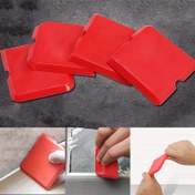 Resim 4 Parça Kırmızı Çok Amaçlı Kazıyıcı Aletler - Pil Gerektirmez, Mutfak, Banyo, Pencereler ve Camlar için Dayanıklı Plastik Yapıştırıcı Çıkarıcı - Ev Temizliği İçin Temel Malzemeler 