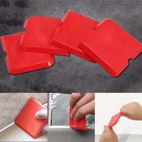 Resim 4 Parça Kırmızı Çok Amaçlı Kazıyıcı Aletler - Pil Gerektirmez, Mutfak, Banyo, Pencereler ve Camlar için Dayanıklı Plastik Yapıştırıcı Çıkarıcı - Ev Temizliği İçin Temel Malzemeler 