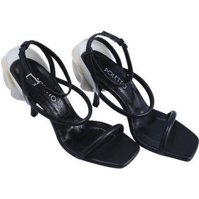 Resim Poletto Hakiki Deri Sıyah Sandalet Topuklu 11 8026 24-2008 Siyah 