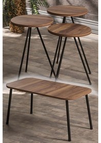 Resim Zigon Sehpa Ve Orta Sehpa Set Kr Metal Ceviz Diğer 