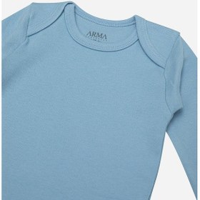 Resim %100 Organik Pamuklu Mavi Uzun Kollu Bebek Body 5'li Paket Mavi 