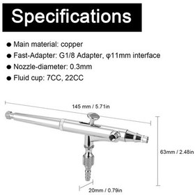 Resim Hallow G1 / 8 Adaptör Anahtarı Damlalık 2 Sıvı Bardak Çift Etkili Tetikli Airbrush Seti Çok Renkli 