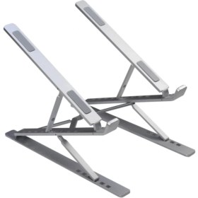 Resim Asseds Store Çift Katlı Ayarlanabilir Laptop Stand Katlanabilir Alüminyum Tablet Notebook Stand Dizüstü Bilgisayar Standı 