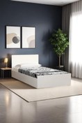 Resim temosan mobilya 90 X 190 Yatak Uyumlu | Tek Kişilik Karyola | Yataksız | Beyaz Başlıklı 