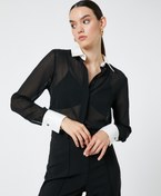 Resim Transparan Gömlek Kontrast Detaylı 