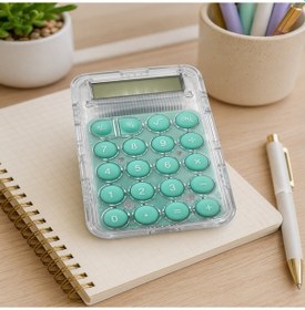 Resim Şeffaf Tasarımlı Mini Pastel Renk Tuşlu Cep Tipi Hesap Makinesi Yeşil 