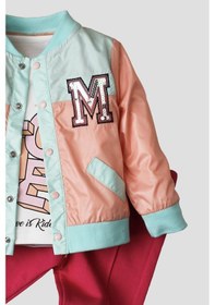 Resim Kız Bebek Tatlı Yağmurluk Ve Alt Üst 3'lü Takım. Mint Yeşili 