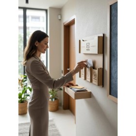 Resim Woodmomente Ahşap Fatura ve Posta Kutusu 4mm Kayın Hrf Duvar Tipi Düzenleyici 29X29 cm 