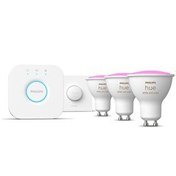 Resim Philips Huewca 4.3W Renkli Akıllı Başlangıç Seti 3'lü Akıllı Butonlu Gu10 Spot Bluetooth Özellikli Aydınlatma 