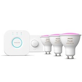 Resim Philips Huewca 4.3W Renkli Akıllı Başlangıç Seti 3'lü Akıllı Butonlu Gu10 Spot Bluetooth Özellikli Aydınlatma 