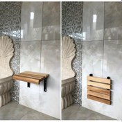 Resim Ahşap Duvara Monte Katlanabilir Engelli Duş Taburesi Meşe 32X37.5 