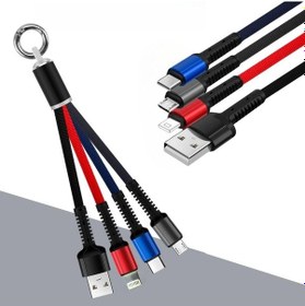 Resim Işıklı Anahtarlık Model 3 İn 1 Usb Çıkışlı Mikro,type-c Ve İphone Uyumlu Şarj Kablosu 5224 