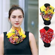 Resim 1 Adet Kadın Moda Baskılı Fırfır Eşarp - Çok Amaçlı Boyun Bandı & Sahte Yaka, Güneş ve Rüzgar Koruma, Canlı Çiçek Deseni, Makinede Yıkanabilir, Gündelik Giyim için, Trendi Şal, Renk Kontrastı, Dayanıklı Boyun Aksesuarı 