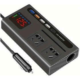 Resim Xuweiwei G8 Kxiy 200w Araç Montajlı İnverter 12v 24v Evrensel Güç Dönüştürücü 4 Usb 1 Pd Portlu Led Ekranlı Akıllı Araba Şarj Cihazı 