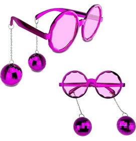 Resim Disko Toplu Küpeli Parti Gözlüğü Pembe Renk 
