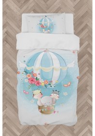 Resim Mekta Home Bebek Ve Çocuk Odası Fil Ve Çiçekli Uçan Balon Desenli Nevresim Takımı 