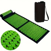 Resim ZenYoga Taşınabilir Akupresür Matı Yoga & Meditasyon için - Altıgen Çıkartmalı Katlanabilir ABS Plastik Kas Masaj Pedi, Kırmızı/Yeşil Ev, Kamp, Seyahat 