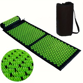 Resim ZenYoga Taşınabilir Akupresür Matı Yoga & Meditasyon için - Altıgen Çıkartmalı Katlanabilir ABS Plastik Kas Masaj Pedi, Kırmızı/Yeşil Ev, Kamp, Seyahat 