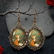 Resim JWEIJIAO Vintage El Yapımı Cam Kaboşon Sallantılı Küpeler - Tilki & Kepekler Oval Açıklama Takısı ile Yeşillikli Tilki ve Çiçek Desen, Yaşlılık Tonlu Retro Zarif Bayanlar için Günlük Parti Ertesi Ürünleri, İdeal Hediye (Yeşil/Altın/Kahverengi) - Rahat Uyum, Detaylı İmalatla Antika Estetik, Şık İş ortamında kullanım İçin, İdeal İlgili Duruşunuzu Tamamlar, İnce Dokulu Erkek İçin Kişisel Stil, İngiliz Tarzı, İkinci Elde Satış 