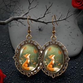Resim JWEIJIAO Vintage El Yapımı Cam Kaboşon Sallantılı Küpeler - Tilki & Kepekler Oval Açıklama Takısı ile Yeşillikli Tilki ve Çiçek Desen, Yaşlılık Tonlu Retro Zarif Bayanlar için Günlük Parti Ertesi Ürünleri, İdeal Hediye (Yeşil/Altın/Kahverengi) - Rahat Uyum, Detaylı İmalatla Antika Estetik, Şık İş ortamında kullanım İçin, İdeal İlgili Duruşunuzu Tamamlar, İnce Dokulu Erkek İçin Kişisel Stil, İngiliz Tarzı, İkinci Elde Satış 