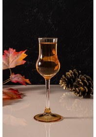 Resim Mest 6 Adet Ayaklı Kahve Yanı Su Bardağı Seti Bal Renk 95 Cc Bal Renk 