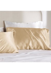 Resim Antibakteriyel Terletmeyen İpek Saten Yastık Kılıfı 2'li 50x70 Altın Sarı Diğer 