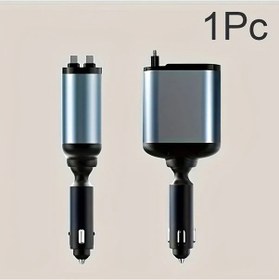 Resim Wangxi Siyah 1 Adet 120w Hızlı Geri Çekilebilir Araba Şarj Cihazı 2 Usb Type-c Kablo Mobil Tablet İçin 