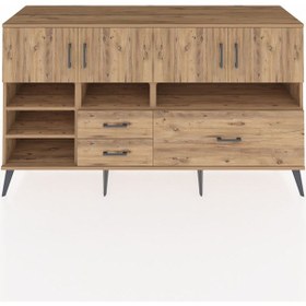 Resim Kronos Konsol 8 Raflı 3 Çekmeceli 4 Kapaklı 176x59x99 Çam-çam Çam-çam 