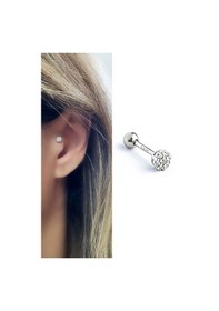 Resim Pırlanta Parlaklığında Zirkon Taşlı 925ayar Gümüş Tragus Helix Kikirdak Piercing Gümüş 
