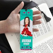 Resim Tango Yapan Kadın Karikatürlü Püsküllü Kitap Ayracı 