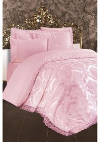 Resim Fransız Dantelli Lalezar Yatak Örtüsü Pudra 