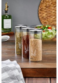 Resim Cooker 3'lü 400 Ml Metal Kapaklı Borosilikat Cam Kavanoz Seti Ckr3892 Gümüş 