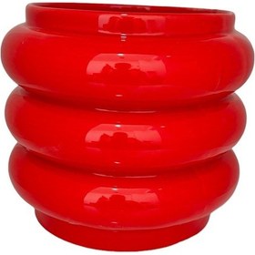 Resim Bitki Tasarımı Seramik Katlı Saksı Vazo Kırmızı Uzun 