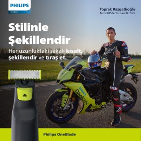Resim Philips OneBlade Pro QP6542/10 Elektrikli Tıraş Makinesi - Sakal & Yüz - Islak & Kuru Kullanım + Ayarlanabilir Tarak 
