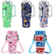 Resim 40OZ Neoprene Yalıtımlı Bardak Ayarlanabilir Omuz Askılı, Sızdırmaz Su Şişesi Kılıfı Açık Hava Yürüyüşü, Bisiklet, Kayak, Kapalı Sporlar İçin, İdeal Noel Hediyesi - Siyah 