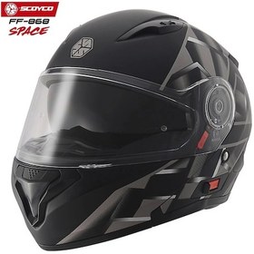 Resim Scoyco FF-868 Azrael Güneş Vizörlü Çene Açılır Kask Gri - Mat Siyah 