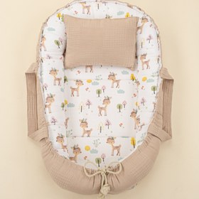 Resim Babynest ve Yastık - Çift Taraflı - Bej Waffle - Ceylan 