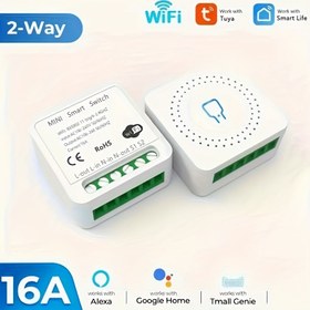 Resim 2 Yönlü Tuya Mini WiFi Anahtar Modülü Akıllı Kendin Yap Kesici Röle 16A Işık Anahtarları Zamanlayıcı Uzaktan Kumanda Açık/Kapalı, 110V-240V Kablolu, Pil Gerektirmez, Tuya Akıllı Cihazlar İçin 